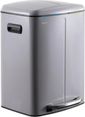 happimess HPM1005I Marco Rectangular 10.6-Gallon Double Bucket Trash Can with Soft-Close Lid, Fog Gray, Fingerprint Resistant, Modern, Minimalistic for Home, Kitchen, Office, Bedroom, Bathroom