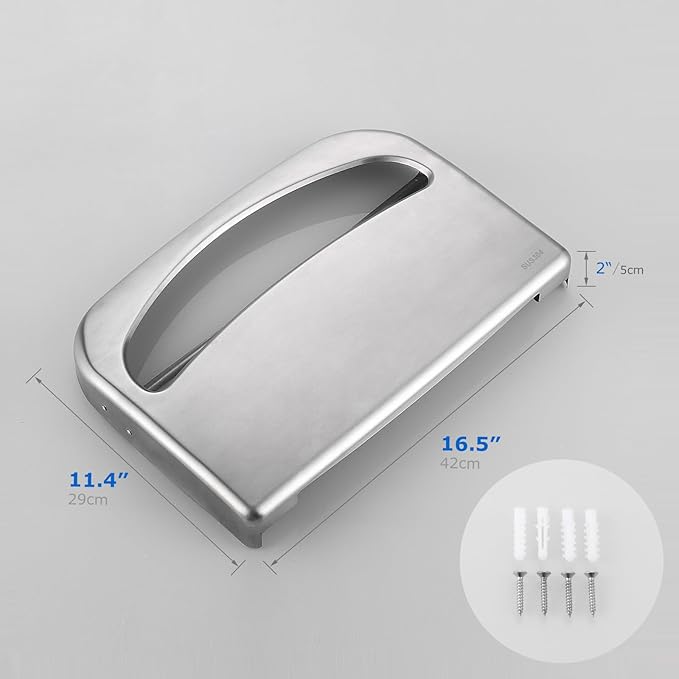 2 Packs Toilet Seat Cover Dispenser Wall Mount Commercial, Half Fold Toilet Seat Cover Dispenser, 304 Stainless Steel, 16-Inch