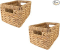 Wicker Basket For Shelves, Baskets for Organizing, Woven Storage Basket with Built-in Handles (Medium 2-Pack, Natural Water Hyacinth)