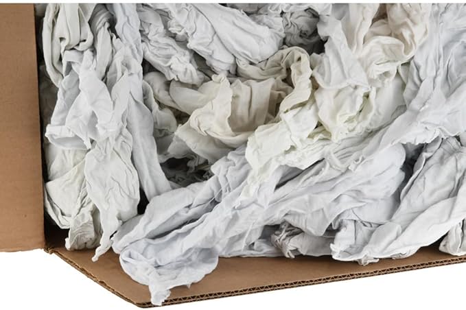 PRO SOURCE Reclaimed White Cotton T-Shirt Cloth Shop Rags, Sold by Weight (10 lb)