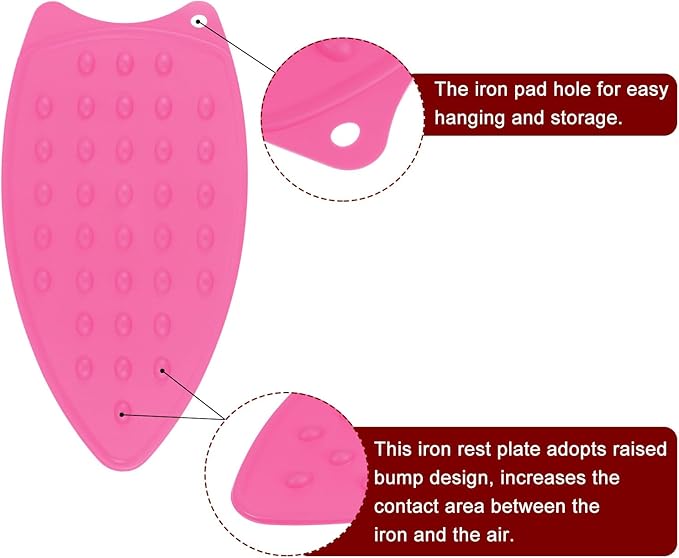 HARFINGTON 2pcs Silicone Iron Rest Pad, Multipurpose Iron Hot Resistant Mat Iron Rest Plate for Ironing Board Hot Heat Resistant Steam Compact Mat, Fuchsia/Turquoise