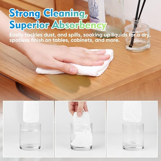 HOMEXCEL Microfiber Cleaning Cloth 20 Pack 11.5 x 11.5 inch Microfiber Towels for Cars Ultra Absorbent Car Washing Cloth Lint Free Streak Free Cleaning Rags for Car, Kitchen Window White