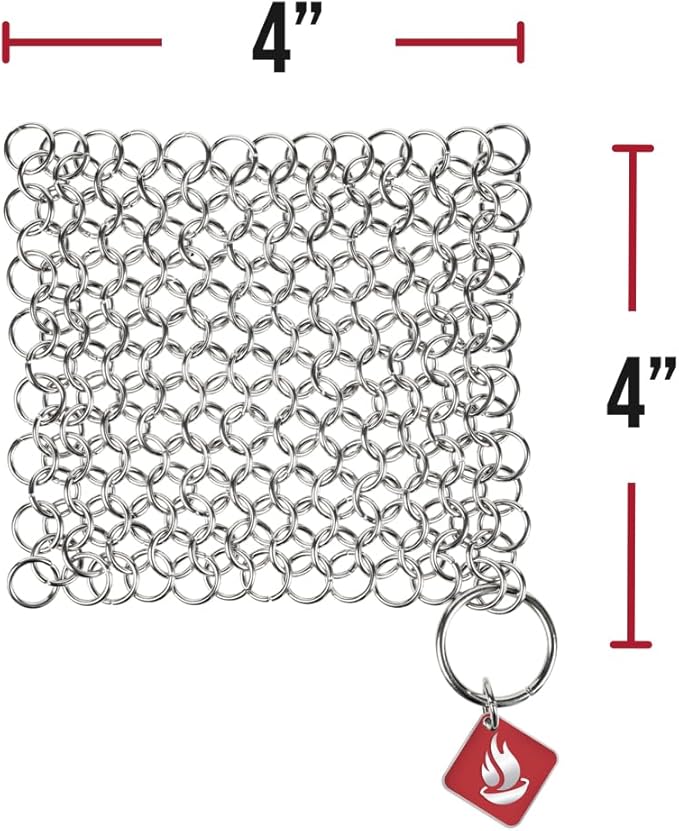 Knapp Made Original CM Scrubber 4" Chainmail Scrubber - Cleaner For Cast Iron, Stainless Steel, Hard Anodized Cookware and Other Pots & Pans