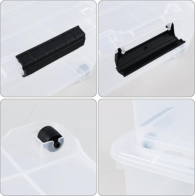 20 Quart Under Bed Plastic Storage Bins, 4-Pack Clear Under Bed Storage Box with Wheels