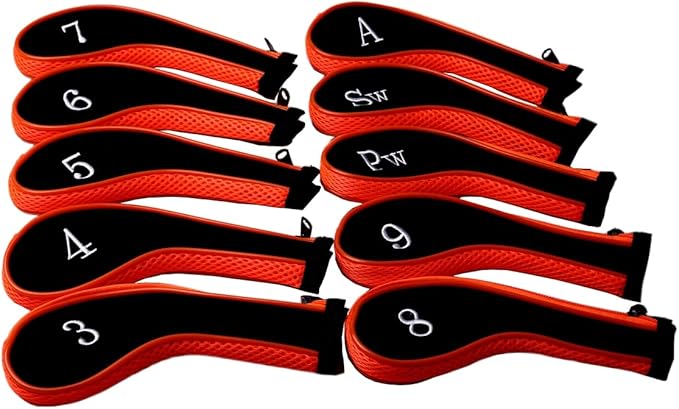 Sword &Shield sports Neoprene Zipper Golf Club Iron Head Covers Iron Covers 10pcs/Set