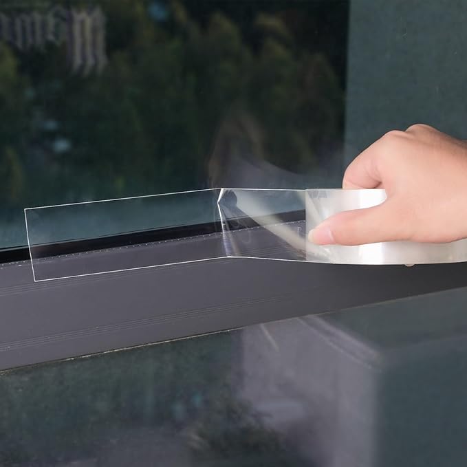 Transparent Window Weather Sealing Tape 2inch*33ft Weather Stripping Residue-Free Clear Window Insulation Tape for Doors Windows and Shower Glass Gaps