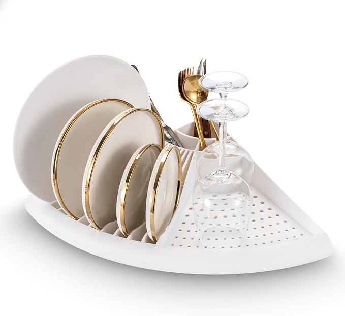 Dish Drying Rack - Plastic Corner Kitchen Dish Drying Rack,Multipurpose Sink Counter Storage Rack for Household