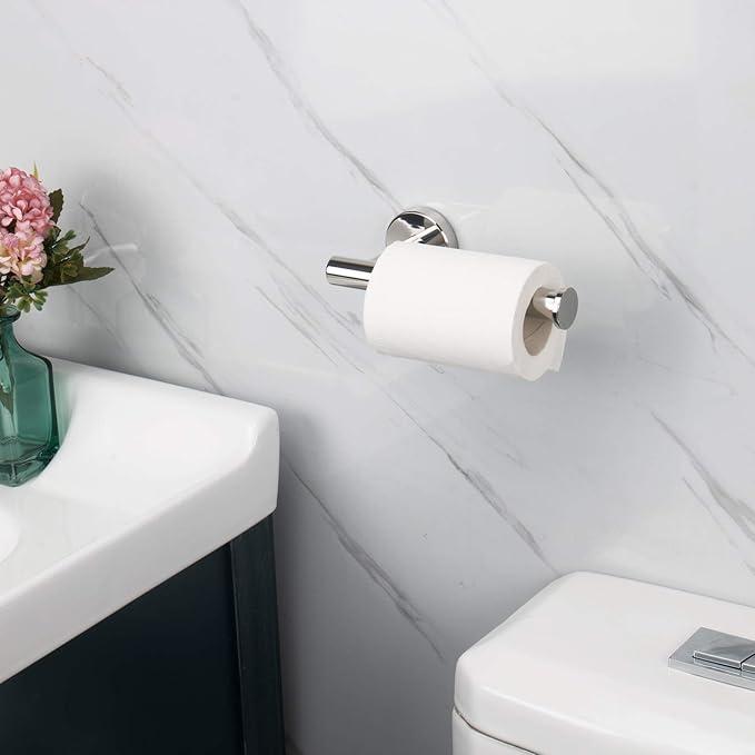 NearMoon Bathroom Toilet Paper Holder, Premium SUS304 Stainless Steel Rustproof Wall Mounted Toilet Roll Holder for Bathroom, Kitchen, Washroom (1 Pack, Chrome Finish)