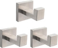 NearMoon Bath Towel Hooks -SUS304 Stainless Steel Square Clothes Robe Hooks Hanger, Heavy Duty Coat Hooks for Bathroom Livingroom Hotel Kitchen Garage, Wall Mounted - 3 Pack (Brushed Nickel)