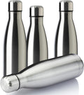 MEWAY 17oz Sport Water Bottle 4 Pack Vacuum Insulated Stainless Steel Leak-Proof Double Wall Cola Shape Water Bottle,Keep Drinks Hot & Cold(Silver,4 Pack)