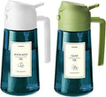TrendPlain 16oz/470ml Blue Glass Olive Oil Sprayer for Cooking - 2 in 1 Olive Oil Dispenser for Kitchen Gadgets, Air Fryer, Salad, and BBQ - White & Green