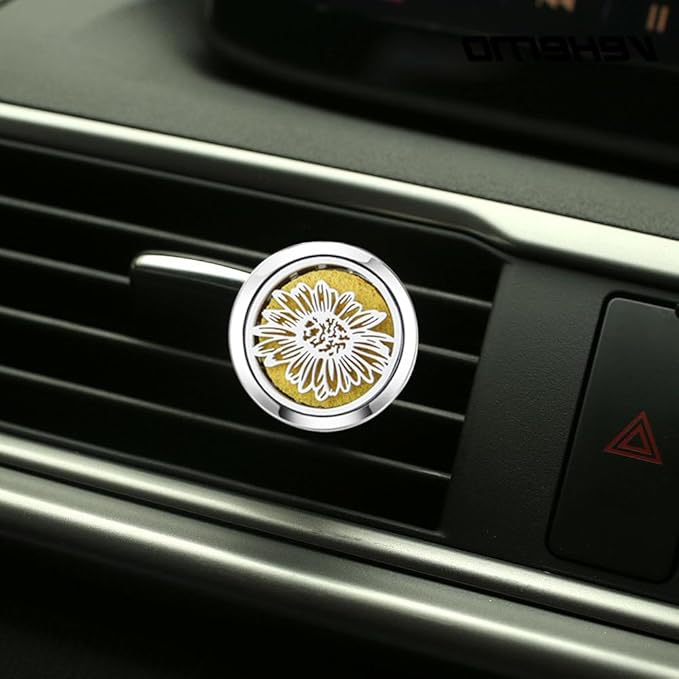 Sunflower Essential Oil Car Diffuser Vent Clips Car Diffuser Aromatherapy Vent Clip Air Freshener Car Accessories for Women with 10 Refill Pads