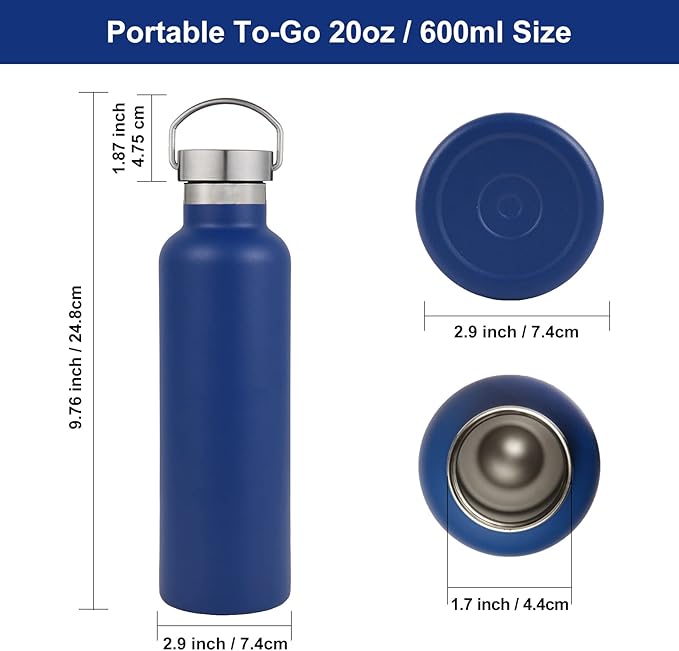 Neihepal 20 oz Insulated Water Bottles Bulk 8 Pack,Stainless Steel Double Wall Sport Bottle with Lid of Handle,Metal Reusable Flask for School,Cyclists,Hikers,Gift (Mix,Set of 8)