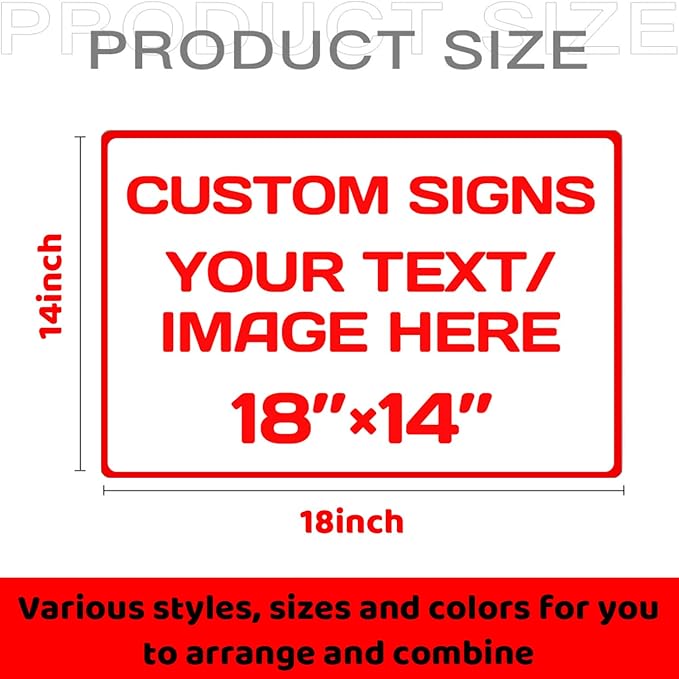 Custom Aluminum Weatherproof Metal Signs - Multiple Sizes, Personalized Text & Picture, Horizontal Traffic Regulation & Hazard Signs