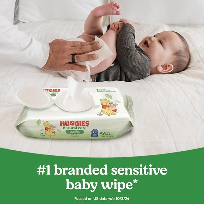 Huggies Natural Care Sensitive Baby Wipes, Hypoallergenic, 99% Purified Water, 3 Refill Packs (624 Wipes Total)