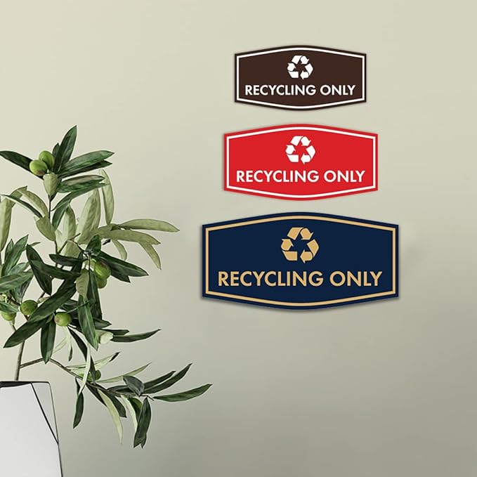 Fancy Recycling Only Sign (Ivory/Dark Brown) - Small