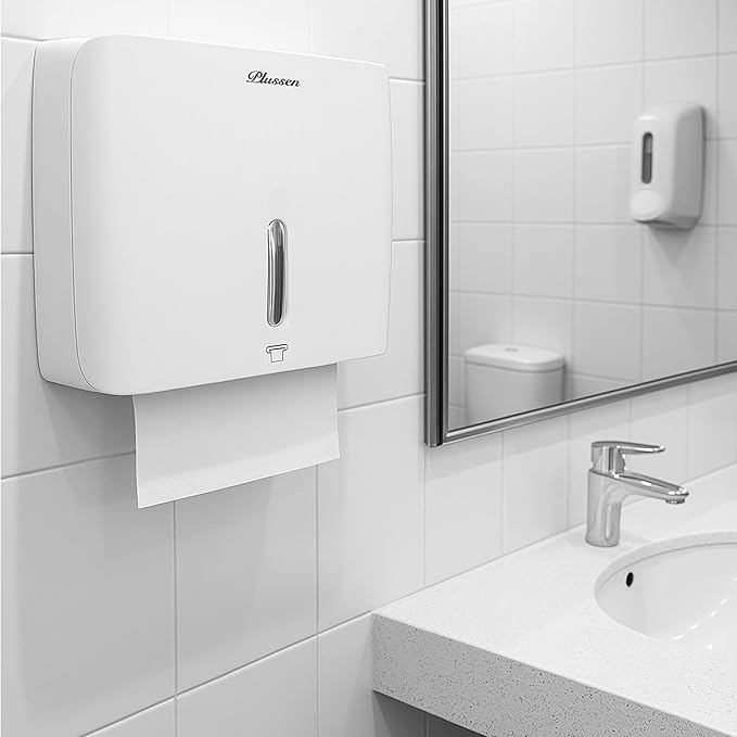 Commercial Paper Towel Dispenser Wall Mount with Key Pack of 2 Plastic 10⅞” Length X 8¼” Height X 3¾” Depth for Restroom
