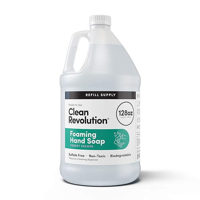Clean Revolution Foaming Hand Soap Refill Supply Container, Ready to Use Formula, Forest Escape Fragrance, Gluten Free, 128 Fl. Oz