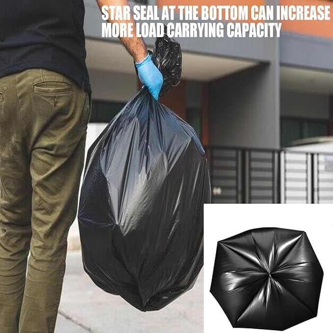 40-45 Gallon Lawn & Leaf Trash Bags, 250 Count Bulk, Black Garbage bags, Multi-purpose Trash Can Bin Liners for Home Commercial, Outdoor, Construction, Industrial