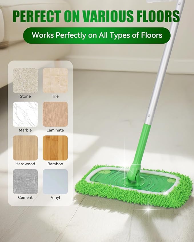Reusable Wet Pads Refill for Swiffer Sweeper Mop, Dry Sweeping Cloths & Wet Mopping Cloths for Household Cleaning, Washable Microfiber Pads for Wood Floors, 6 Pack