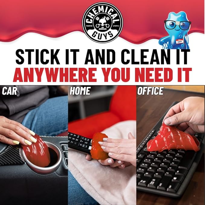 Chemical Guys Sticky Icky Car Cleaning Gel, Green Apple Scent - Detailing Kit, Automotive Dust Car Crevice Cleaner, Air Vent Slime, Cleaning Putty for Keyboard Accessories for Women (4 Pack) - CJR1004