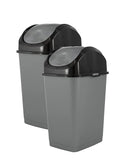 Superio Small Trash Can for Dorm with Lid 4.5 Gallon Plastic Swing Top Slim Garbage Can for Under Sink/Cabinet, Laundry, Kitchen, Office, Bedroom, Bathroom, College, 18 Qt Gray/Black, 2