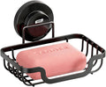 TAILI Soap Holder Bar Dish Suction Cup, Bar Shampoo Rack for Shower Wall, Draining Soap Saver Tray for Bathroom, Rustproof Stainless Steel Sponge Holder for Tub, Kitchen, Drill-Free, Black