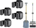 Upgraded Magnetic Broom and Mop Holder Wall Mount, Space-Saving Heavy Duty No Drill Over the Door Broom Gripper RV Camper Wall Organizer,Black,4 Pcs