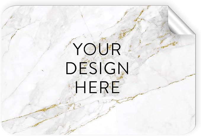 100 Custom Vinyl Stickers - Upload Your own Image, Text, Design, Logo - Personalized Logo Labels for Handmade, Packaging, Bottle, Jars, Candle, Brand Stickers (Gold Marble, 3x2)