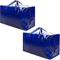 VENO 2 Pack Moving and Storage Bags, Heavy Duty, Alternative to Moving Boxes, Large Packing Totes Supplies for College Dorm Room with Zipper for Clothes, Wide Open Design (Blue, 2 Pack)