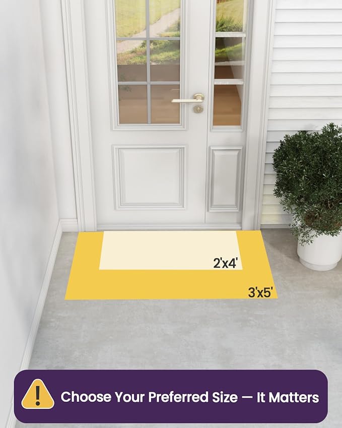DEXI Front Door Mat Outside Entrance, Heavy Duty Non Slip Low Profile Doormat for Entryway, Trap Dirt and Moisture Welcome Mats, Easy Clean, Patio, Garage, 4x2, Grey