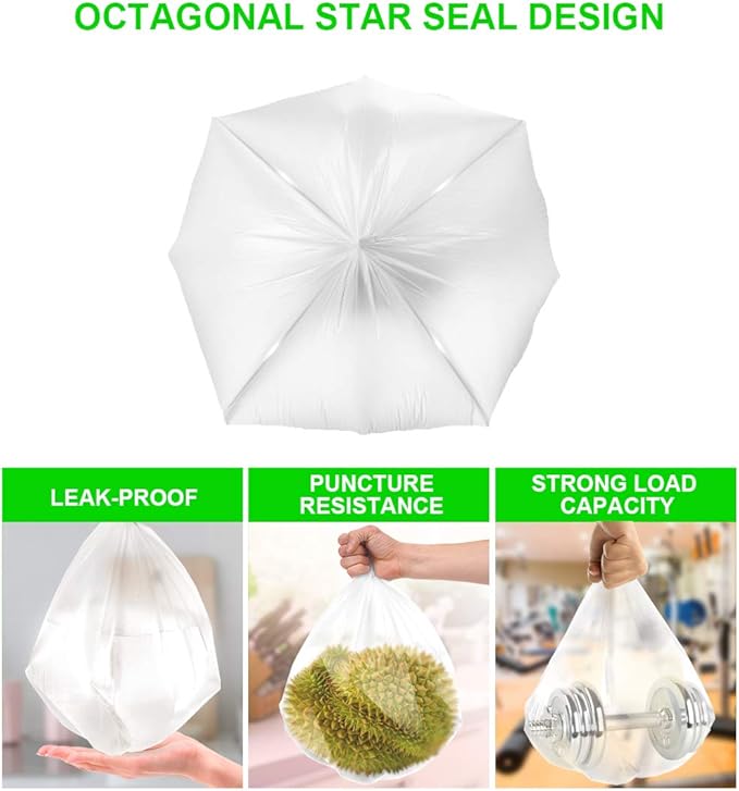 FORID 1.2 Gallon Garbage Bags, 220 Count, Small, Clear –Wastebasket Bin Liners for Bathroom, Bedroom, Office, Garbage Can - Durable & Thick Trash Bag