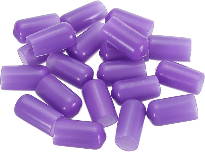 uxcell 20pcs Rubber End Caps 10mm(3/8") ID Vinyl PVC Round Tube Bolt Cap Cover Screw Thread Protectors,Purple