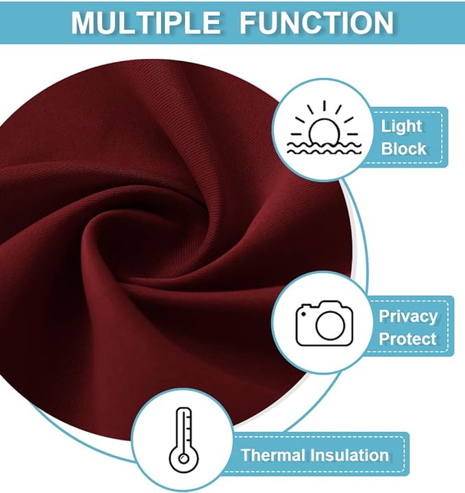 RYB HOME RV Camper Door Window Curtains -Blackout Privacy Curtains & Drapes for Bathroom Bedroom Kitchen Portable Travel Trailer Small Window Decor, W 34 x L 24, Burgundy Red, 2 Panels