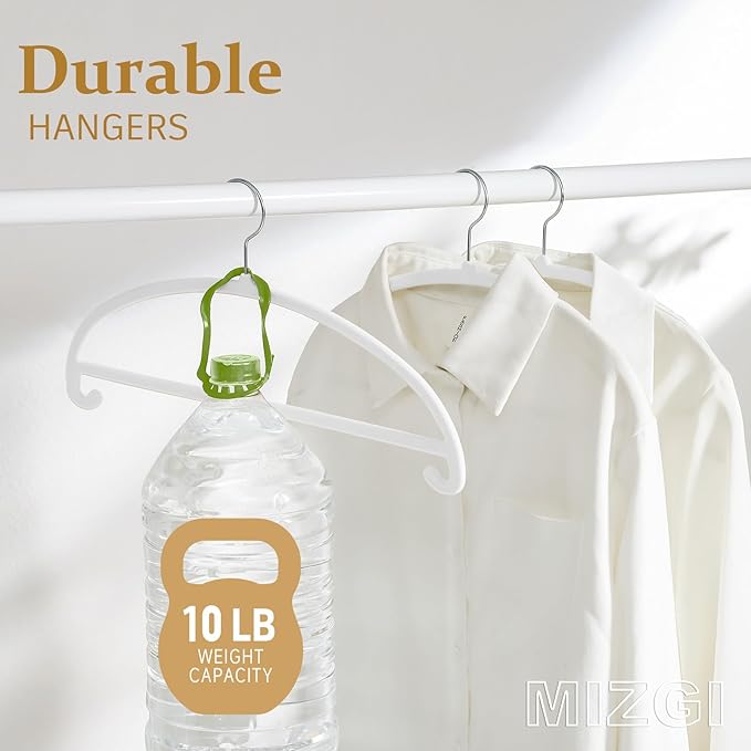 MIZGI 50 Pack White Velvet Hangers - No Shoulder Bumps, Heavy Duty Non-Slip Chrome Hooks for Jackets, Coats, Pants