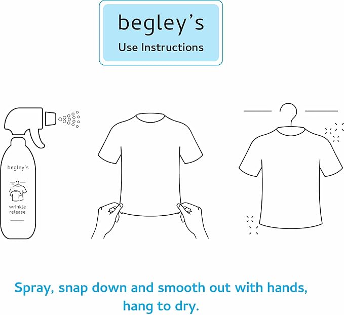 Begley's 3-in-1 Wrinkle Remover, Quick Fix Wrinkle Release, Static Cling Remover, Odor Eliminator and Fabric Refresher Spray - Plant-Derived, USDA Certified Biobased - Lavender, 16 oz, 2 Pack