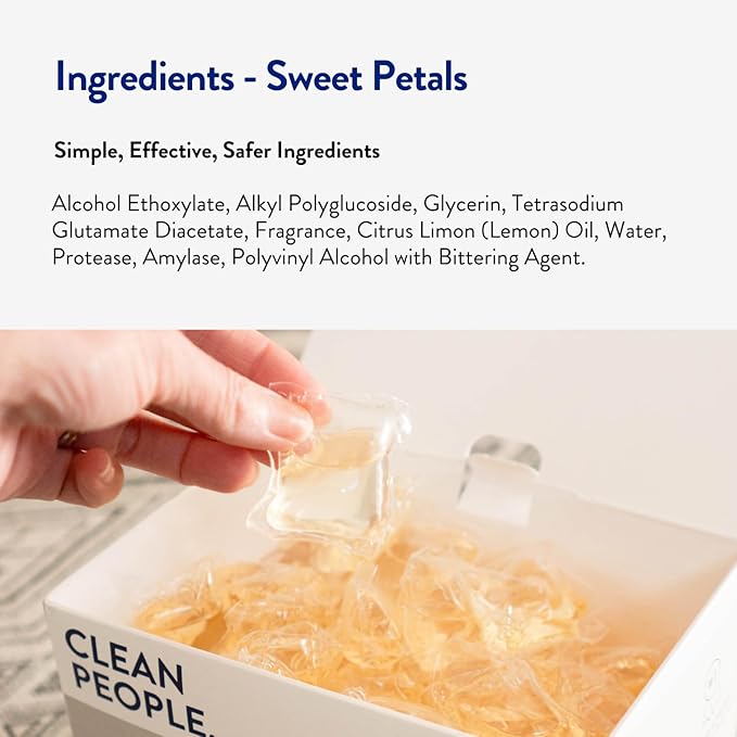 Clean People Laundry Detergent Pods - Hypoallergenic Laundry Pods - Ultra Concentrated, Recyclable Packaging, Stain Fighting - Sweet Petals, 192 Pack
