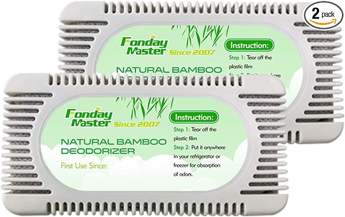 2Packs Fonday Refrigerator Deodorizer Odor Eliminator for Fridges Freezers Coolers Lunch Boxes Bamboo Charcoal More Effective Than Baking Soda