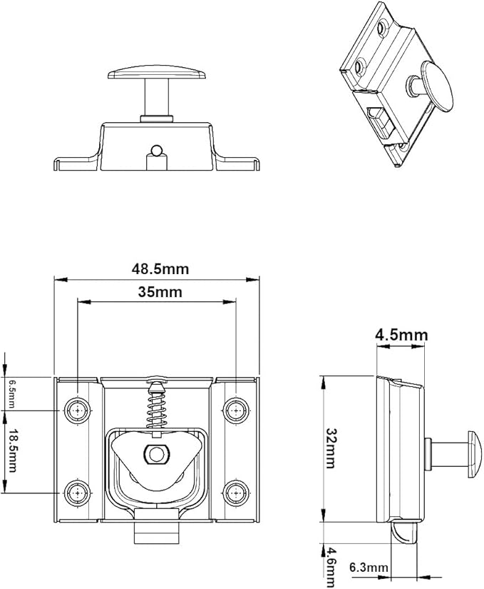 QCAA Oval Turn Cabinet Latch, for Cupboard & Other Furniture, Small, Antique Copper, Made in Taiwan, 4 Pack