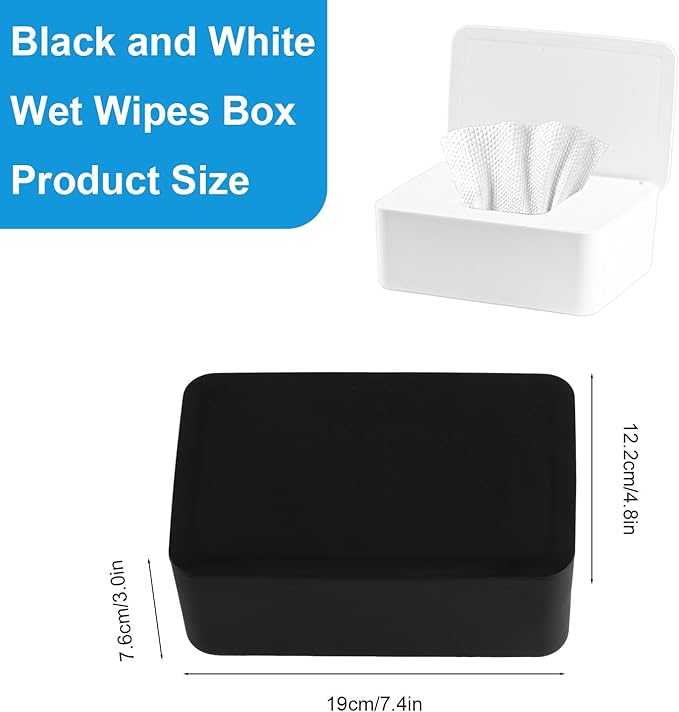 2Pcs Diaper Wipes Dispenser, Refillable Wipe Container, Wipe Container with Sealing Design Lid, Keep Wipes Fresh,Wet Wipes Cases (White and White)