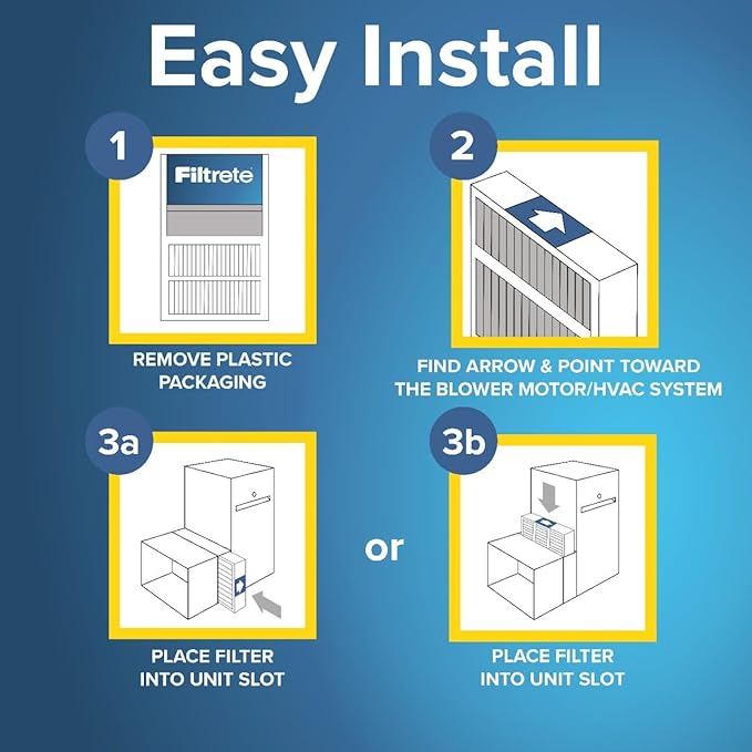 Filtrete 20x25x2 AC Furnace Air Filter, MERV 11, MPR 1000, Allergen Defense, 3-Month Pleated 2-Inch Electrostatic Air Cleaning Filter, 4 Pack (Actual Size 19.5 x 24.5 x 1.75 in)