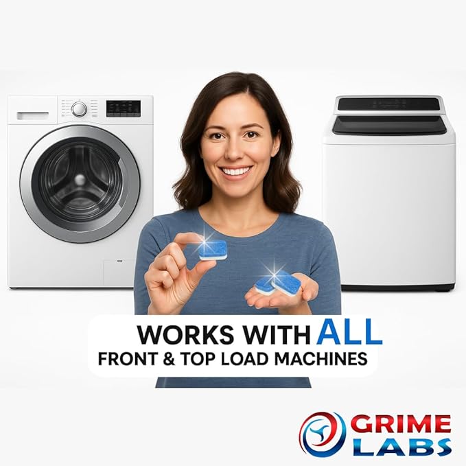 Washing Machine Cleaner Tablets - Penetrating Deep Clean Washer Cleaner Tablets For Front Loader And Top Load HE - Active Formula Tub Descaler Deodorizer