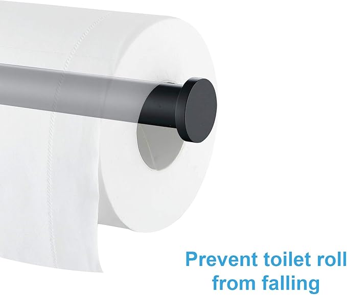 TASTOS Matte Black Toilet Paper Holder SUS304 Stainless Steel, Modern Round Tissue Roll Holders Wall Mount, Toilet Paper Roll Dispenser Bathroom 5 inch TP Holder for Kitchen Washroom