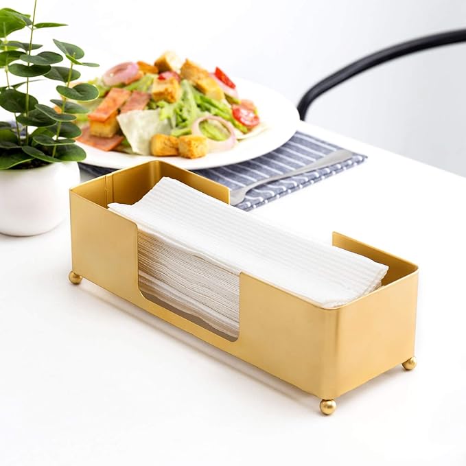 MyGift Gold Paper Towel Holder, Toilet Paper Towel Dispenser for Bathroom, C fold Paper Towel Holder Countertop for Commercial & Home Use, Modern Brass Finish Metal