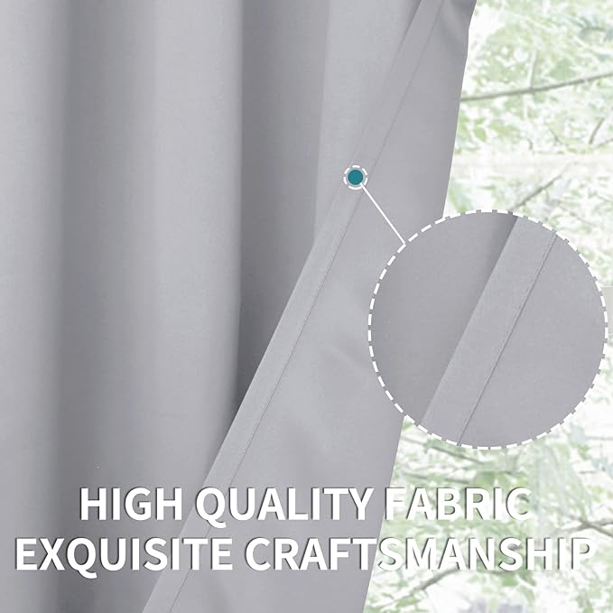 BGment Light Grey Blackout Curtains 40 Inches Length - Rod Pocket Short Window Drapes for Kitchen Bedroom Cafe Rv Camper Room Darkening Privacy Blinds Thermal Insulated, 2 Panels, 34 x 40 Inch