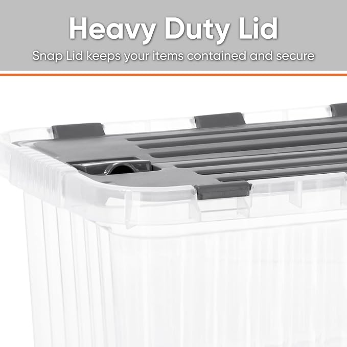Superio Storage Bins with Lids, Clear Plastic Containers for Organizing, Stackable Totes, BPA Free, Odor Free, Organizer Boxes for Home, and Dorm (4 Pack, 15"x10"x10.25")