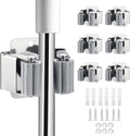 6PCS Broom and Mop Holder, Heavy Duty Garden Tool Organizer Rack Rake and Shovel Handle, Stainless Steel Mop Hanger. Wall Mounted Utility Rack with Screws, Silver.