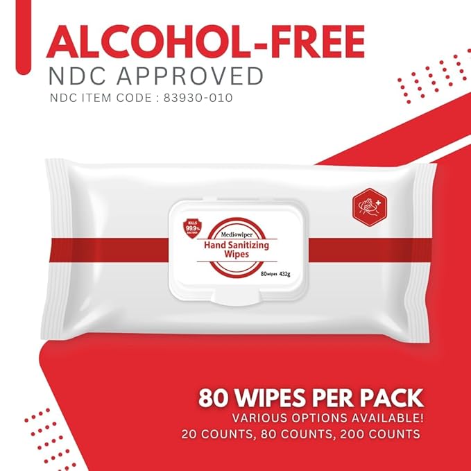 Mediwiper 500 Wipes (20Count*25Pack) Alcohol-Free Sanitizing Wipes Disinfecting Large Unscented Wet Wipes Bulk, Hand Sanitizer