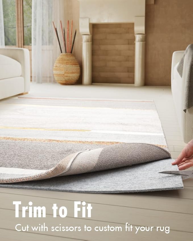 Non Slip Rug Pad Gripper - 3x5 Feet 1/8” Extra Thick Felt Under Rug for Area Rugs and Hardwood Floors,Super Cushioned Non Skid Carpet Padding