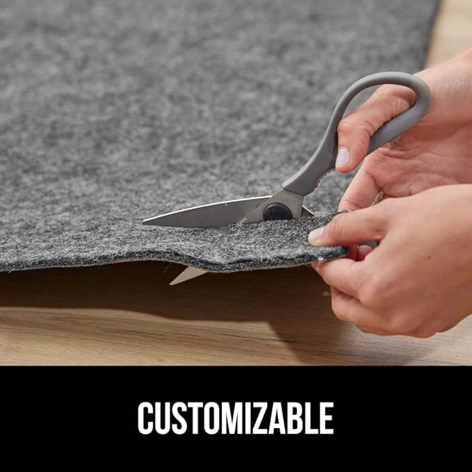 GORILLA GRIP Felt and Natural Rubber Stay in Place Slip Resistant Rug Pad, 1/4in Thick, 4x6 FT Protective Padding Under Area Rugs, Cushioned Gripper Pads, Carpet Runners, Hardwood Floors Protection